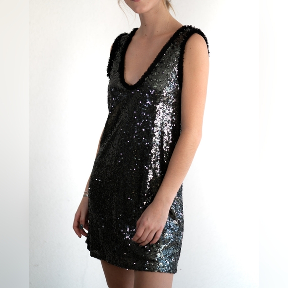 NWT Zara Woman Scoop Back Sequin Tank Top Mini Dress - Picture 3 of 17